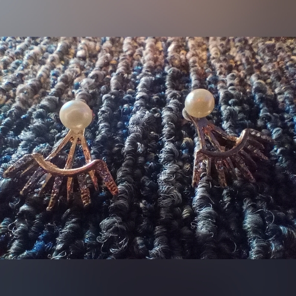 Faux Pearl Earrings w/Gorgeous Bling Earrings Jackets - Picture 5 of 12